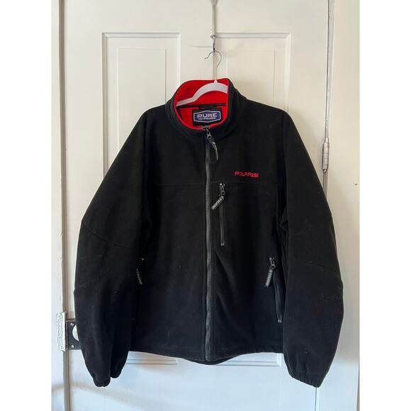 Pure Polaris men’s XL fleece coat zip up snowmobile RZR winter jacket black snow - Picture 1 of 6